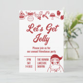 Lasst uns Jolly Weihnachts-Party Red bekommen Einladung (Stehend Vorderseite)