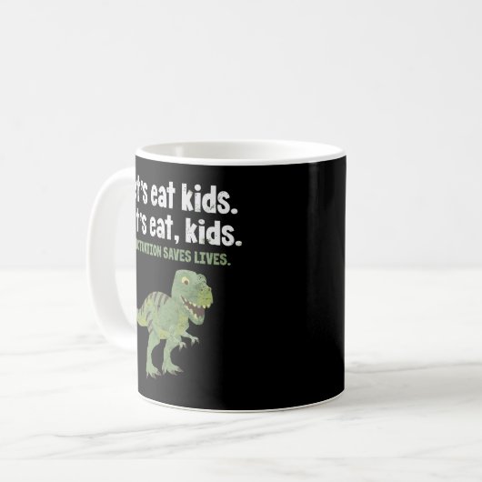 Lasst uns Kids Punctuation Rette Leben Dinosaurier Kaffeetasse (Vorderseite Links)