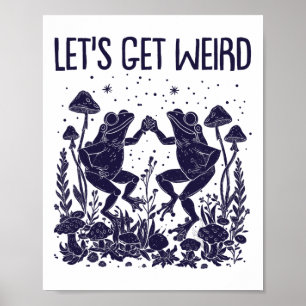 Lasst uns komische Dancing Frogs Mushrooms Funny C Poster