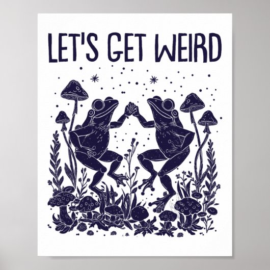 Lasst uns komische Dancing Frogs Mushrooms Funny C Poster (Vorne)