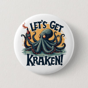 Lasst uns Kraken Funny Rum trinken Kratopus bekomm Button