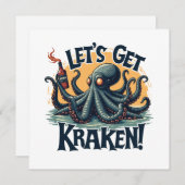 Lasst uns Kraken Funny Rum trinken Kratopus bekomm Einladung (Vorne/Hinten)
