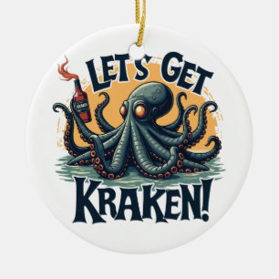 Lasst uns Kraken Funny Rum trinken Kratopus bekomm Keramik Ornament