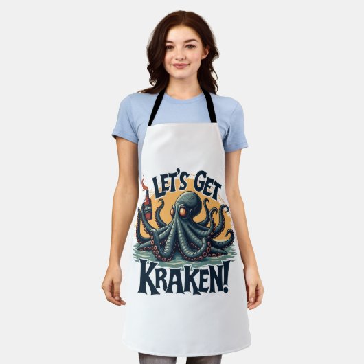 Lasst uns Kraken Funny Rum trinken Kratopus bekomm Schürze (Getragen)