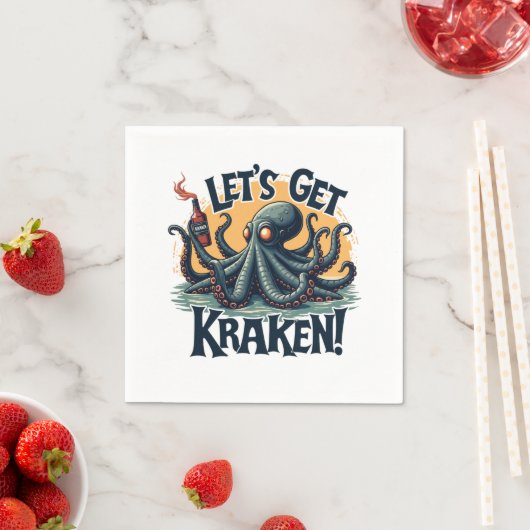 Lasst uns Kraken Funny Rum trinken Kratopus bekomm Serviette (Beispiel)