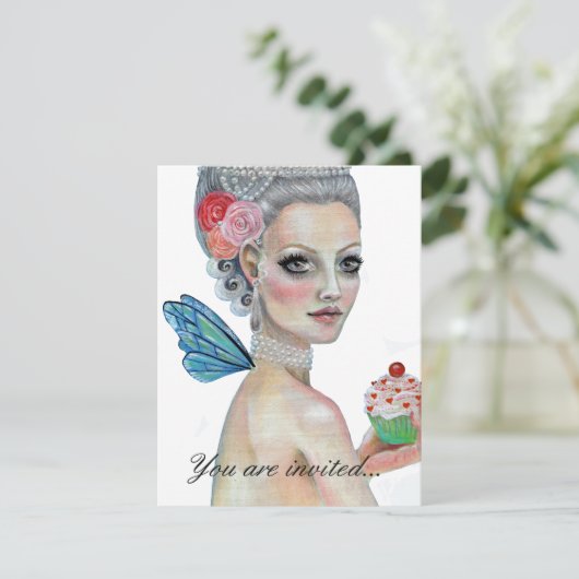 Lasst uns Kuchen essen Einladung (Stehend Vorderseite)