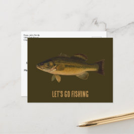 Lasst uns Largemouth Bass Party Einladung fischen Postkarte