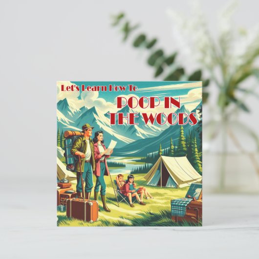 Lasst uns lernen, wie man im Camping Holz Kacke Dankeskarte (Stehend Vorderseite)