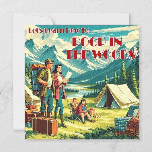 Lasst uns lernen, wie man im Camping Holz Kacke Dankeskarte (Rückseite)