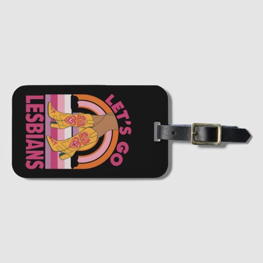 Lasst uns Lesben LGBTQ Pride Monat Cowgirl gehen Gepäckanhänger (Vorderseite (Horizontal))