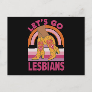 Lasst uns Lesben LGBTQ Pride Monat Cowgirl gehen Postkarte