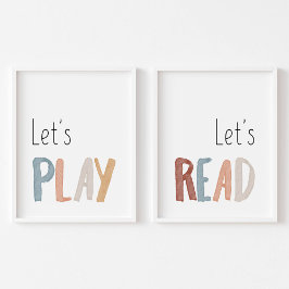 Lasst uns lesen und spielen boho wall Art Set von 