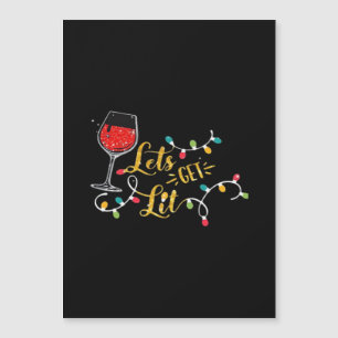 Lasst Uns Leuchtende Wein Gläser Weihnachtslichter Magnetkarte