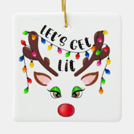 Lasst uns Lit (addieren Sie Ihr Foto) Weihnachtsbe Keramikornament