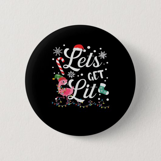 Lasst uns Lit Adult Flamingo Weihnachten Button (Vorderseite)