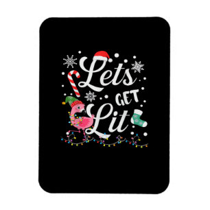 Lasst uns Lit Adult Flamingo Weihnachten Magnet