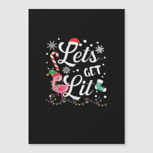Lasst uns Lit Adult Flamingo Weihnachten Magnetkarte