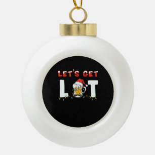 Lasst uns Lit Drinking Bier Weihnachtsmannmütze We Keramik Kugel-Ornament
