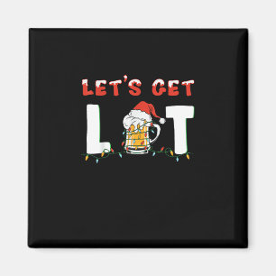 Lasst uns Lit Drinking Bier Weihnachtsmannmütze We Magnet