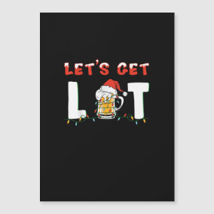 Lasst uns Lit Drinking Bier Weihnachtsmannmütze We Magnetkarte
