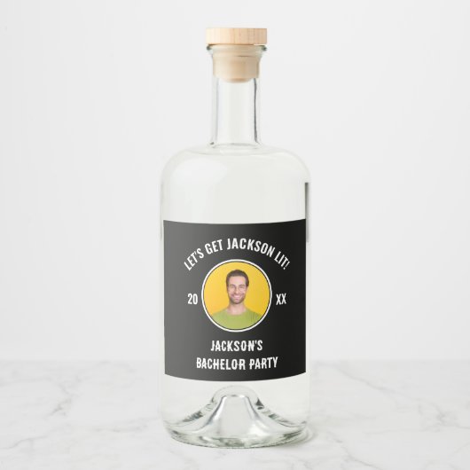Lasst uns Lit Foto Bachelor Party machen Alkoholflaschenetikett (Vorderseite)