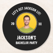 Lasst uns Lit Foto Bachelor Party machen Runder Pappuntersetzer (Vorderseite)