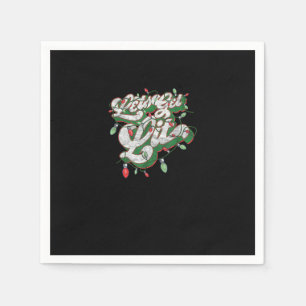 Lasst uns Lit - Funny Drinking Christmas Light Gra Serviette