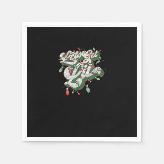 Lasst uns Lit - Funny Drinking Christmas Light Gra Serviette (Vorderseite)