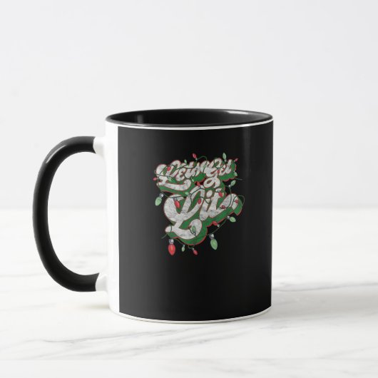 Lasst uns Lit - Funny Drinking Christmas Light Gra Tasse (Links)