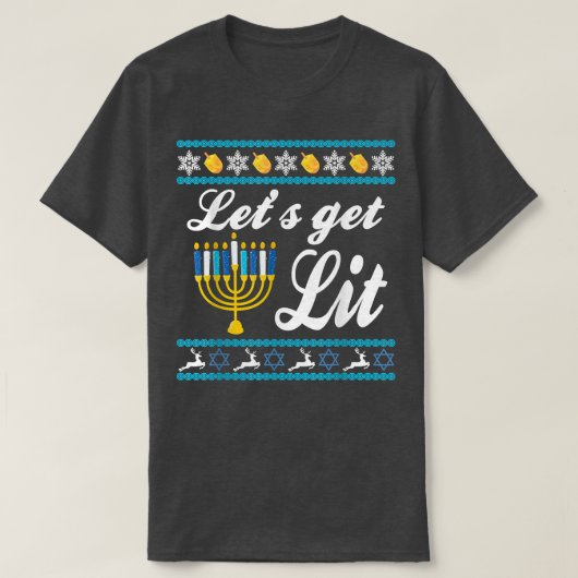 Lasst uns Lit Hanukkah Juden Menorah jüdischen Cha T-Shirt (Design vorne)
