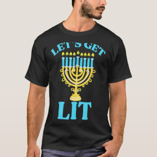 Lasst uns Lit Hanukkah Juden Menorah jüdischen Cha T-Shirt