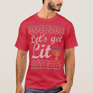 Lasst uns Lit Hanukkah jüdischen Menorah Ugly hole T-Shirt