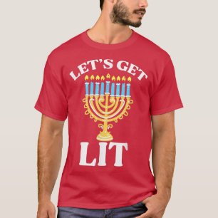 Lasst uns Lit Hanukkah Shirt Jew Menorah jüdischen