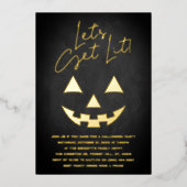 Lasst uns Lit holen! Erwachsenes Halloween-Party R Folieneinladung (Vorderseite)