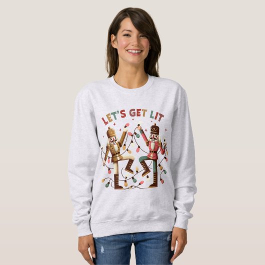 Lasst uns Lit Nutcrackers Weihnachts-Sweatshirt ho Sweatshirt (Vorne ganz)