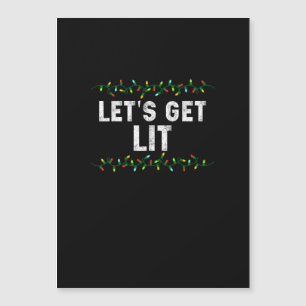 Lasst uns Lit Pajamas Funny Niedlich Lights Weihna Magnetkarte