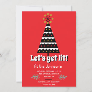Lasst uns Lit Retro Weihnachts-Party bekommen Feiertagskarte