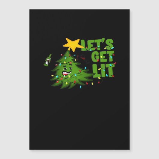 Lasst uns Lit Tipsy Weihnachtsbaum Funny Essential Magnetkarte (Vorderseite)