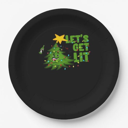 Lasst uns Lit Tipsy Weihnachtsbaum Funny Essential Pappteller (Vorderseite)