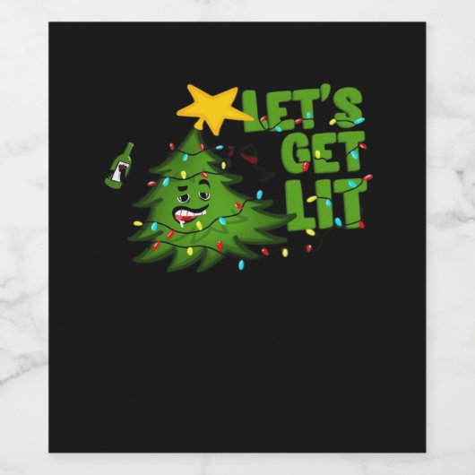 Lasst uns Lit Tipsy Weihnachtsbaum Funny Essential Weinetikett (Einzelnes Label)