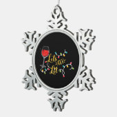 Lasst uns Lit Weingläser Weihnachtsbeleuchtung Dri Schneeflocken Zinn-Ornament (Rechts)