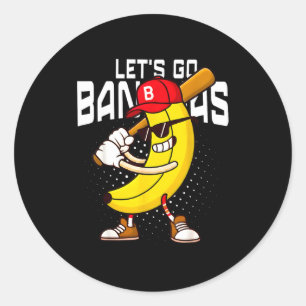 Lasst uns los Bananen Retro-Banane-Shirt Jungen Ki Runder Aufkleber