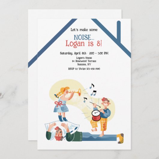 Lasst uns Loud Birthday einladen Einladung (Vorne/Hinten)