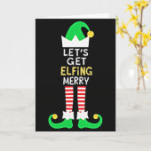 Lasst uns lustige Elfen-Weihnachtskarte machen Karte (Gelbe Blume)