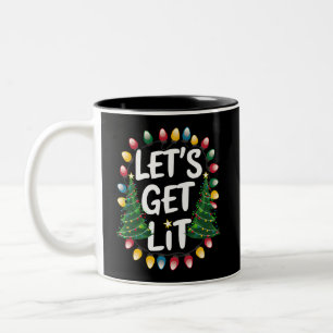 Lasst uns lustige Weihnachten trinken Xmas Lichter Zweifarbige Tasse
