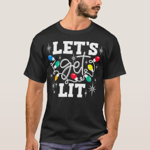 Lasst uns lustige Weihnachtslicht-Trink-Santa-Hüte T-Shirt
