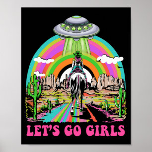 Lasst uns Mädchen Retro Space Wüste Cowgirl Bachel Poster