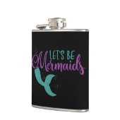 Lasst uns Meerjungfrauen Lila Aquamarinen Glitzer  Flachmann (Links)