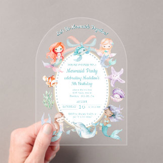 Lasst uns Mermaids zusammen Mermaid Party Geburtst Acryleinladungen
