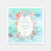 Lasst uns Mermaids zusammen Mermaid Party Geburtst Serviette (Vorderseite)